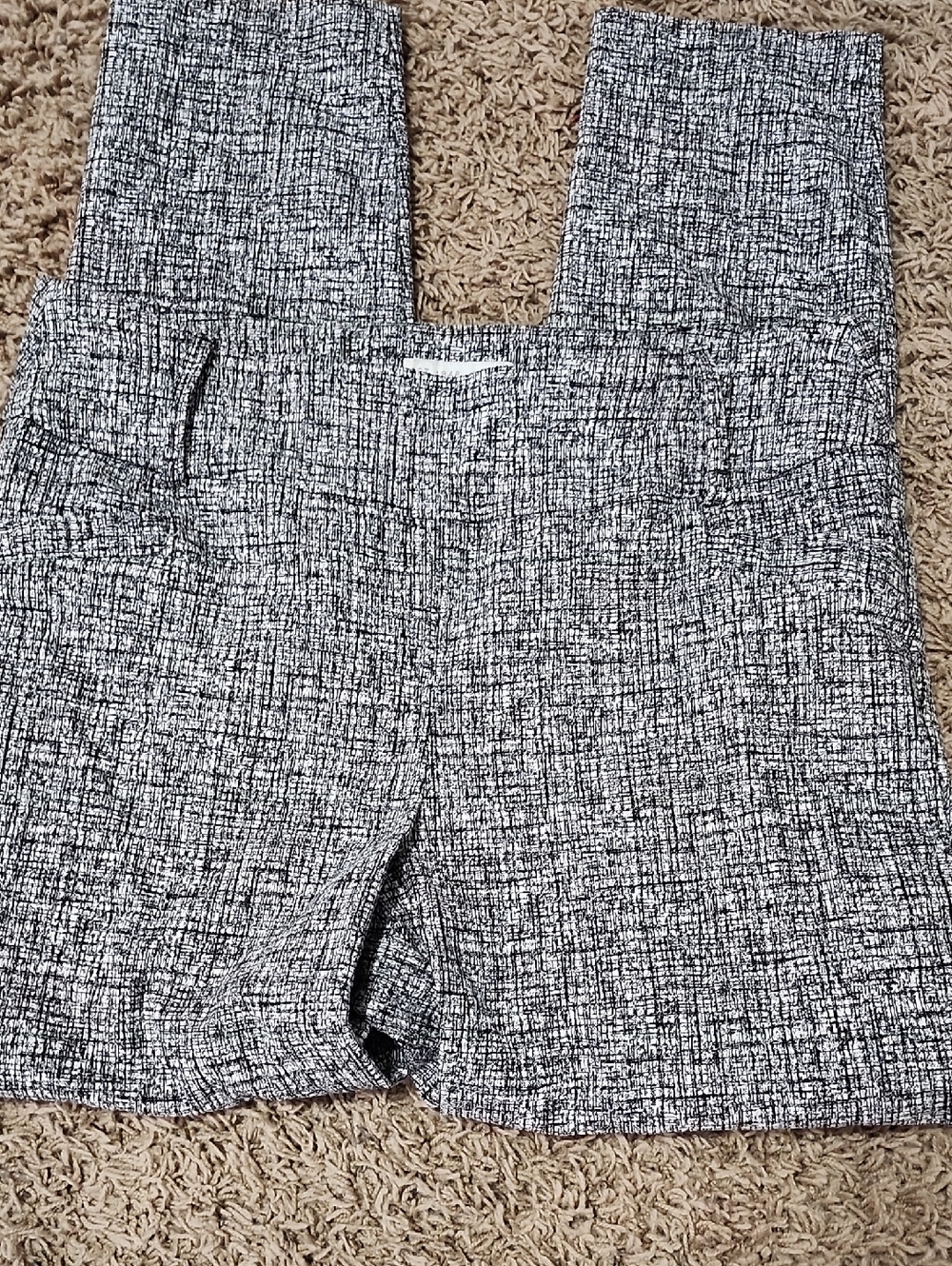 Cato Black and White Tweed-Patterned Wide Leg Pants